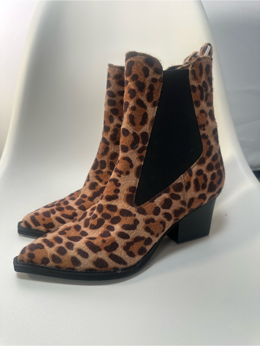 DV‎ by Dolce Vita Leopard Print Chelsea Booties - Brown/Cream